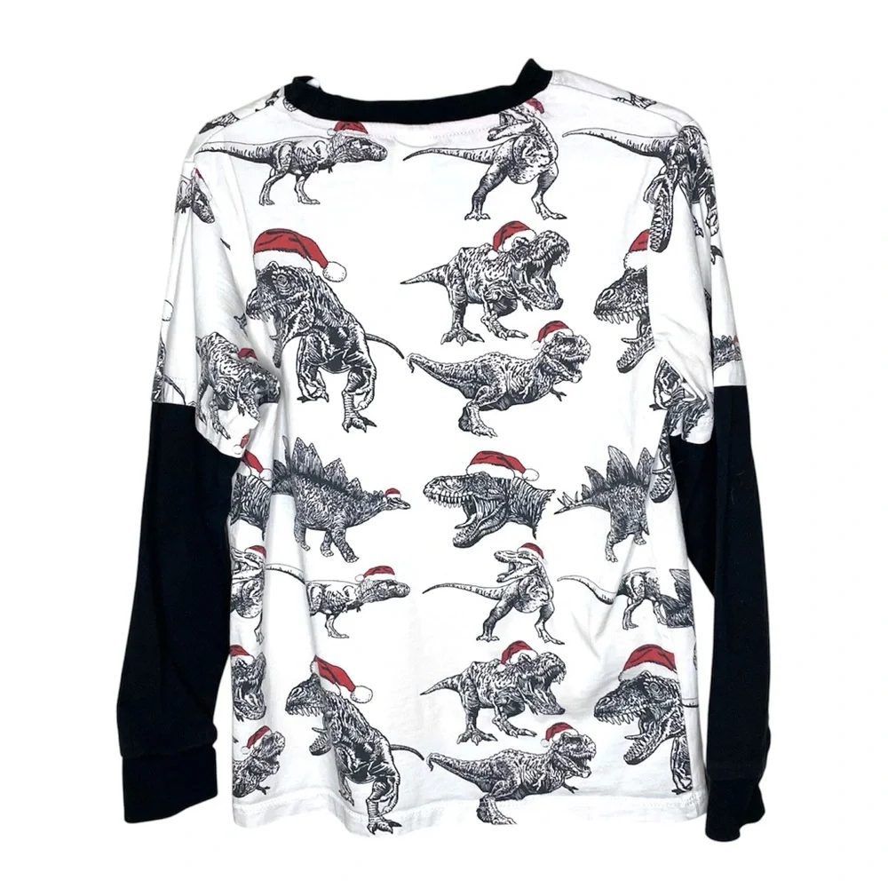 High Five Crew Long Sleeve Christmas Santa Dinosaur Shirt Size 6